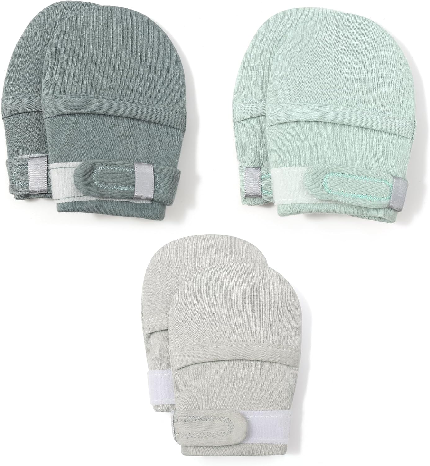 HAPIU Baby No Scratch Mittens Stay On, 100% Cotton Breathable, Adjustable Infant Gloves for Boys Girls, Newborn - 12 M