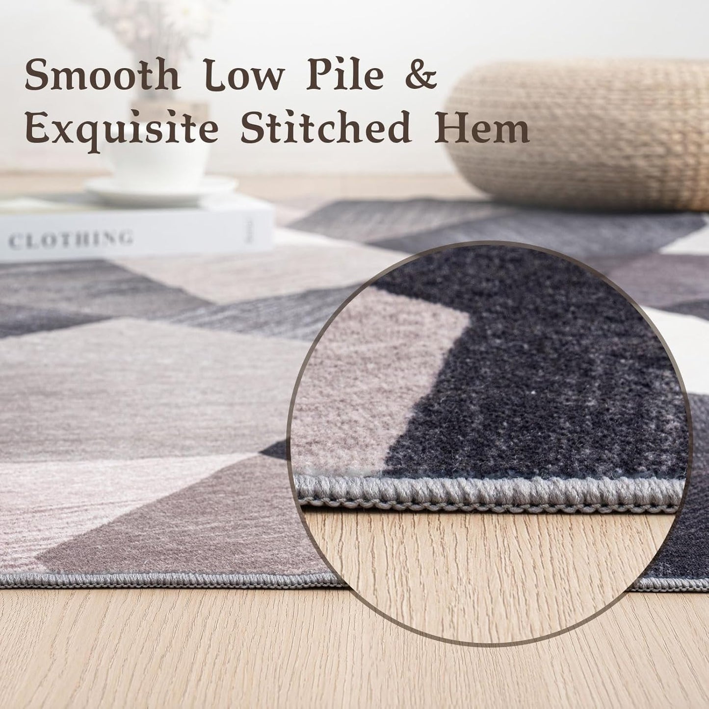 HOMFINE Washable Modern Area Rug - Geometry Style 4x6 Rugs for Living Room, Bedroom, Machine Washable Rug Soft Non Slip Non Shedding Area Rug - Green, 4'x6'