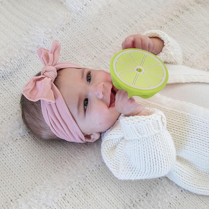 Passionfruit and Lime Silicone Teethers Baby Teething Toys, Newborn Essentials Must Haves, Easy-to-Hold Design Teething Ball Baby Essentials, BPA-Free