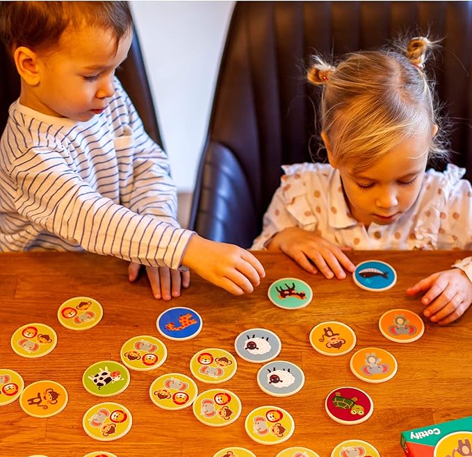 Montessori-Inspired Wooden Matching Game for Toddlers 2-4 Years - Durable, Scratch-Resistant 36 Card Set, Includes Carry Bag - Memory Game for Toddlers 2-4 Years - Cognitive Verbal Skills Development