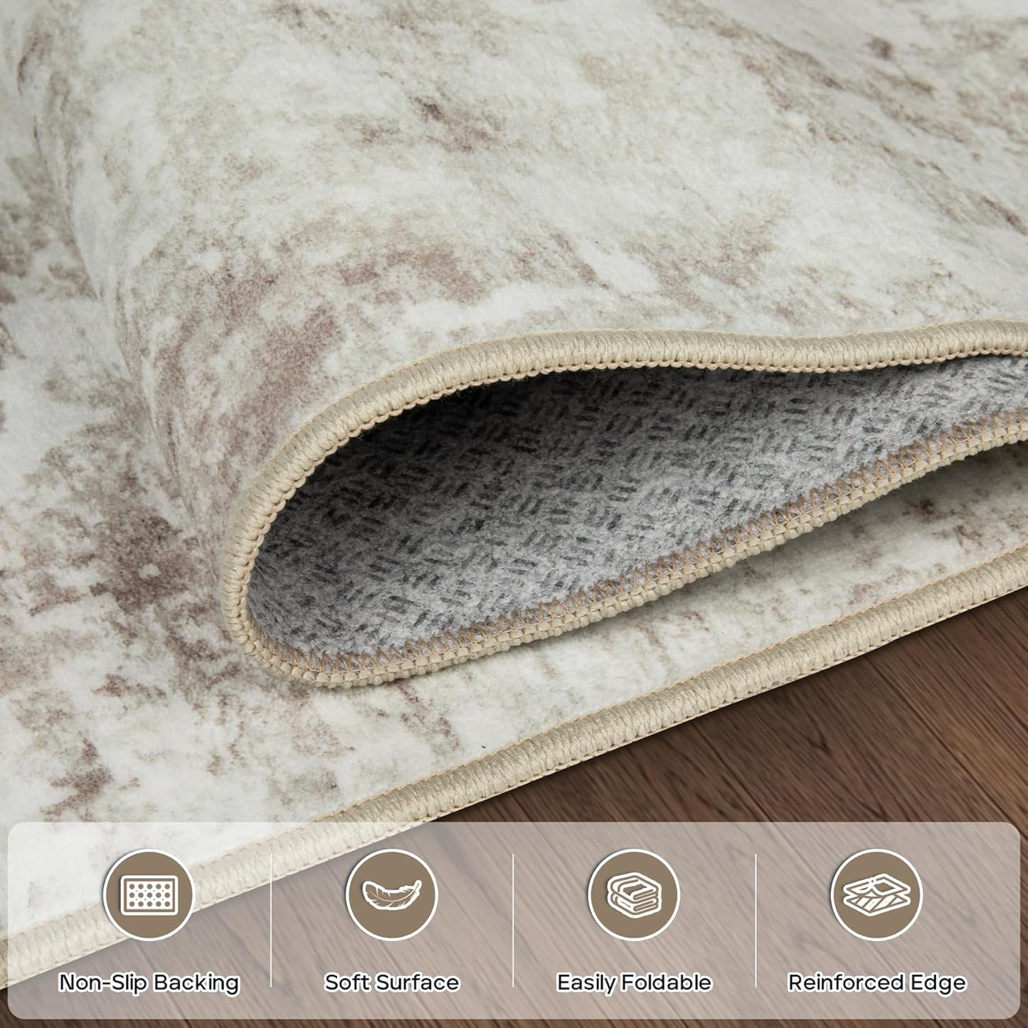 10x14 Area Rugs Large Living Room Rug Washable: Modern Abstract Rug Indoor Modern Carpet Non Slip for Dining Room Bedroom Nursery Home Office Beige