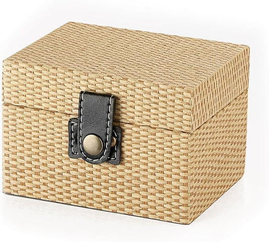 Hipiwe Wooden Decorative Box with Hinged Lid Treasure Chest Box Small Storage Box for Mementos,Jewelry,Trinket Photo Home Decor Gift for Birthday Anniversaries