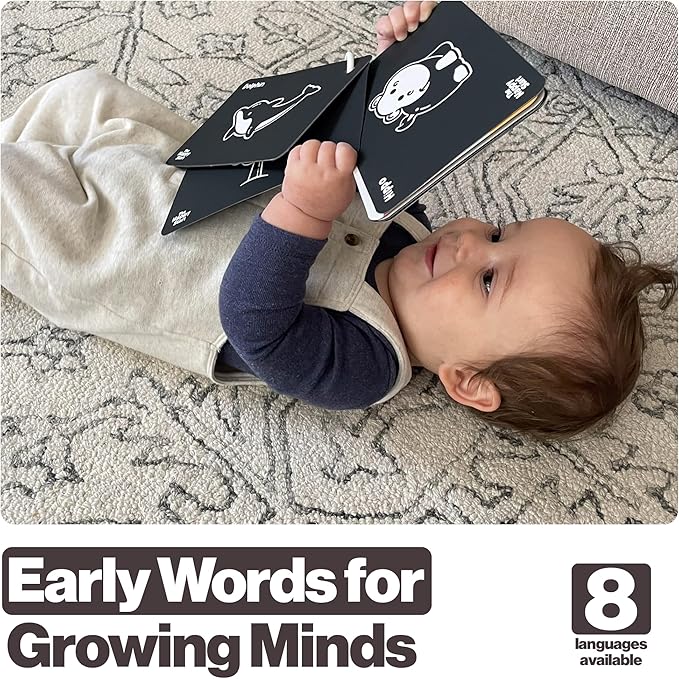 Happy Start High Contrast Baby Cards for Newborns - Black & White Cards, Water-Resistant, BPA-Free, Portable Educational Flashcards for Visual Stimulation, Award-Winning, Ages 0+ (English)