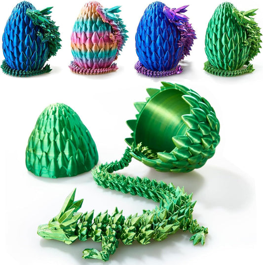 12inch 3D Printed Dragon Egg,Mystery Crystal Dragon Fidget Toys,Articulated Dragon,Home Desk Decor Easter Surprise Dinosaur Eggs,Adults Fidget Toys for Autism/ADHD (Turquoise)
