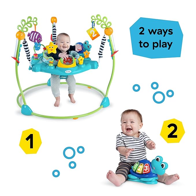 Baby Einstein Ocean Explorers Curiosity Cove 2-in-1 Educational Activity Jumper and Floor Toy, Max weight 25 lbs., Ages 6 Months+, Unisex