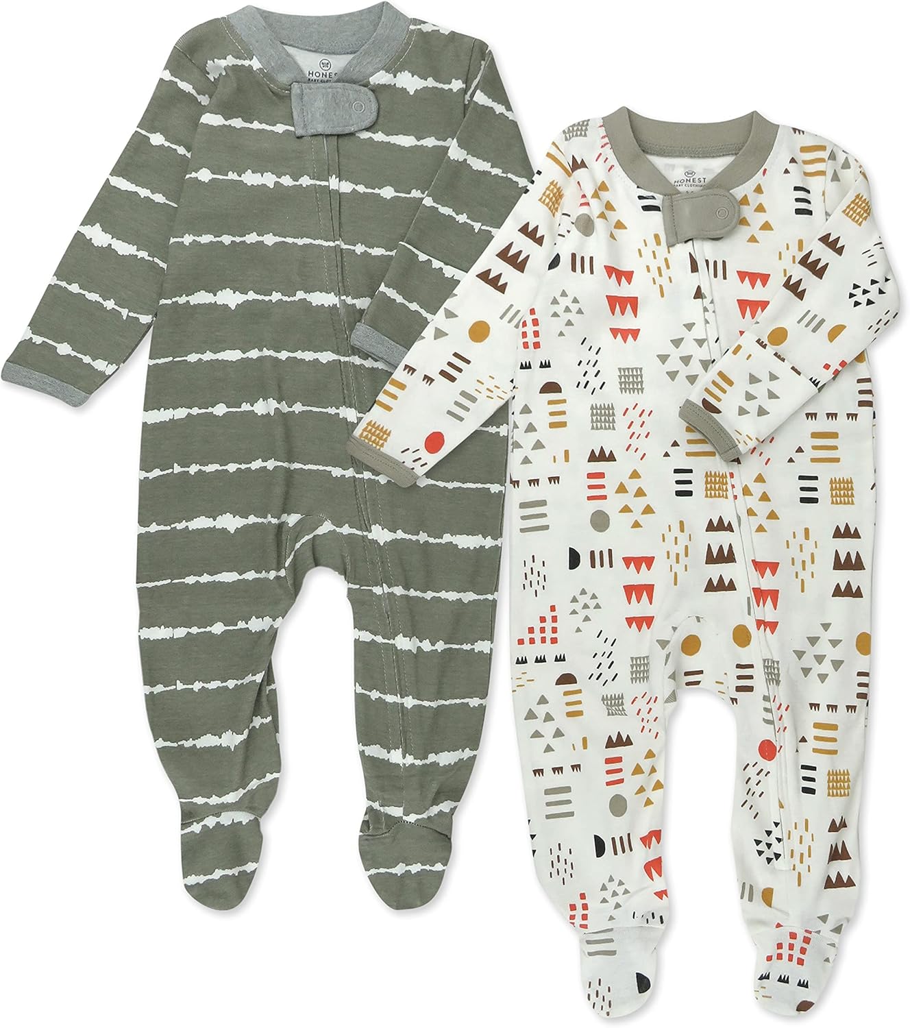 HonestBaby Baby Sleep N' Play One-Piece Zip-Front Footed Organic Cotton Pajama Sleeper