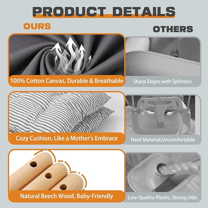 2-in-1 Baby Jumper & Swing - Foldable Stand, Stable Toddler Swing Set for Indoor & Outdoor Use (Black)