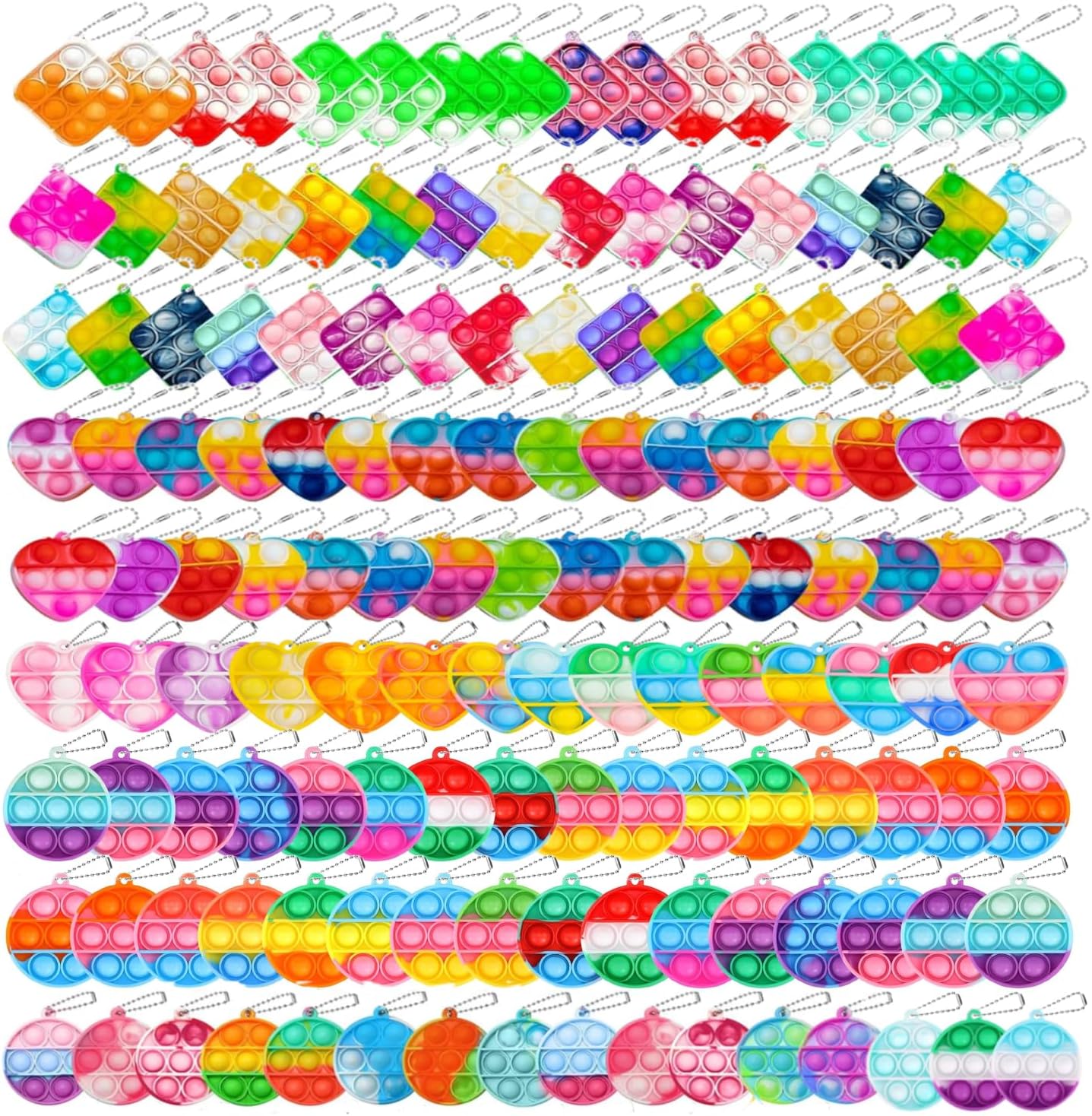 100pcs 2in Random Pop Bubble Fidget Sensory Toys, Pop Toy Bulk for Party Favor, Classroom Student Prizes Easter Basket Goodie Bag Stuffers Christmas Valentine Gift for Kid