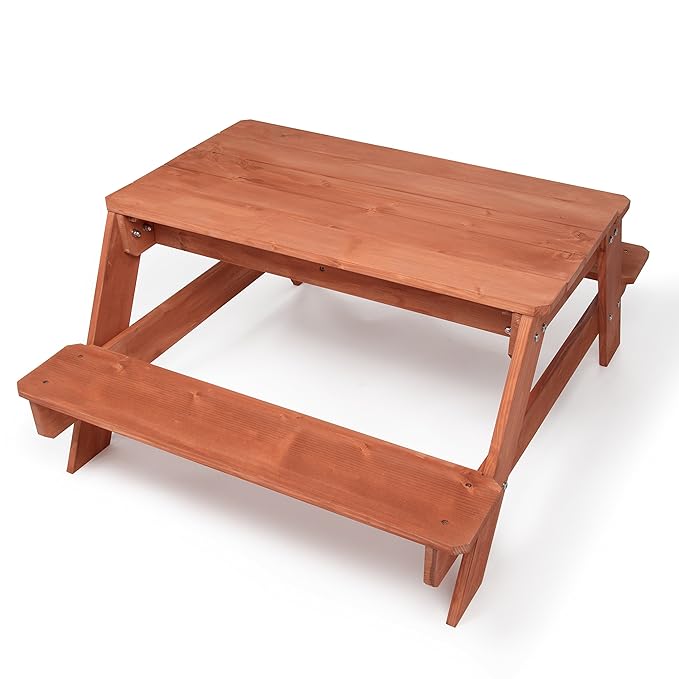 3 in 1 Large 43"x35" Sand & Water Indoor/Outdoor Picnic Table- w Removable Top, Dual Drains & Wide Seats for 4+ Kids- Safe, Fun Easy to Clean Sandbox Play for Boys & Girls- Durable Furniture Xmas Gift