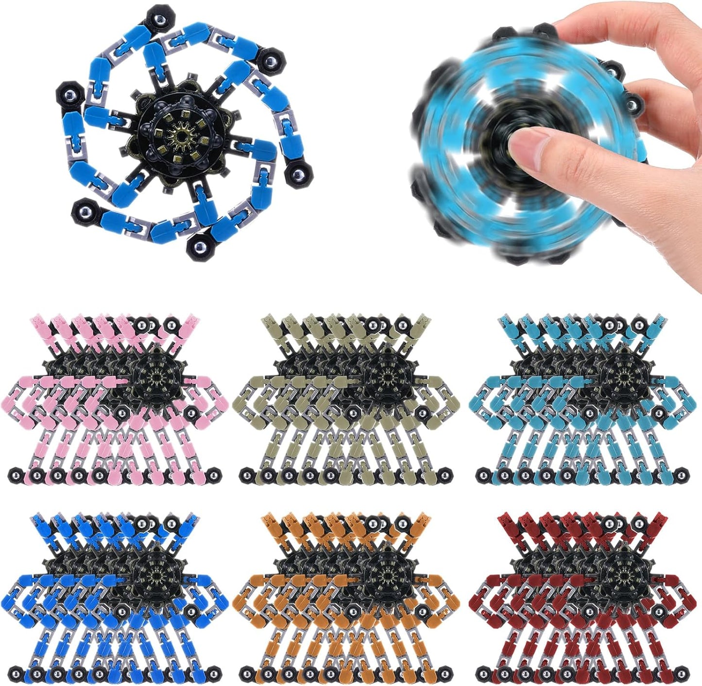 48 Pcs Transformable Fidget Spinners Bulk Robot Sensory Fidget Toys Stress Relief Spinner DIY Deformation Mechanical Gyro Toys Easter Party Favors for ADHD Autism Kids Adults