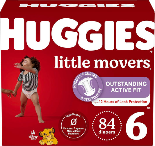 Huggies Size 6 Diapers, Little Movers Baby Diapers, Size 6 (35+ lbs), 84 Count, Packaging May Vary