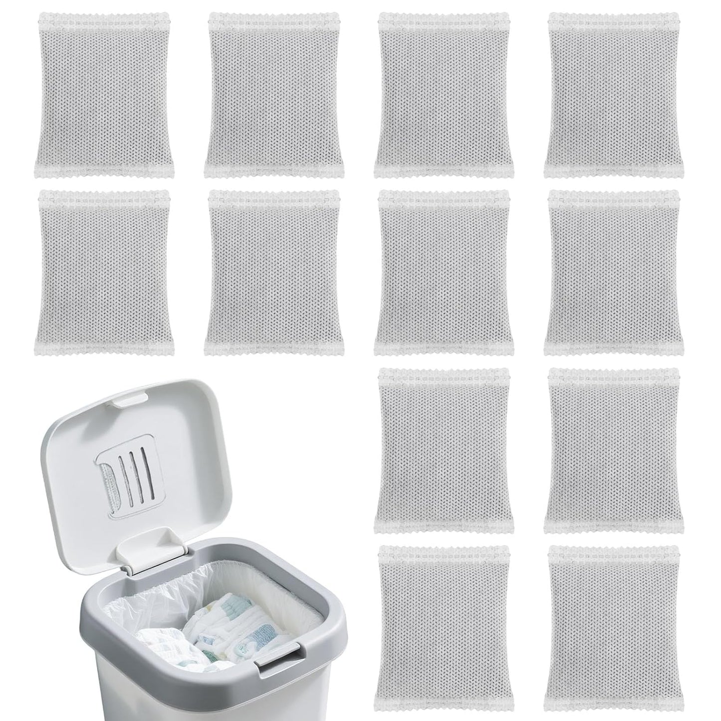 12pcs Carbon Filter Refills for Playtex, Activated Charcoal Odor Absorbing Deodorizer for Diaper Pail Systems Trash Cans Closets & Shoe Cabinets