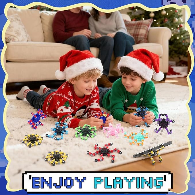 12PCS Transformable Fidget Spinners for Kids Adults,Deformable Chain DIY Robot Spinner Sensory for Boys Girls, for Grandkids Christmas Party Favors Stocking Stuffers for Kids