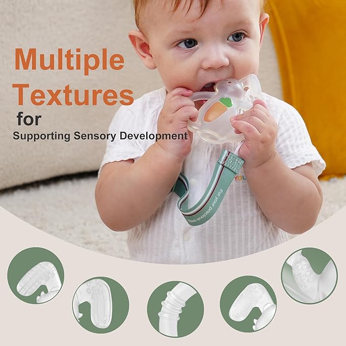 Smily Mia Baby Teether Toys | Sunny Bunny Teething Toys for Babies | Chew Toys for Baby Teether 0-6 Months | Teething Toy 6-12 Months | Food Grade Silicone Teether Baby Toys | BPA Free (White)