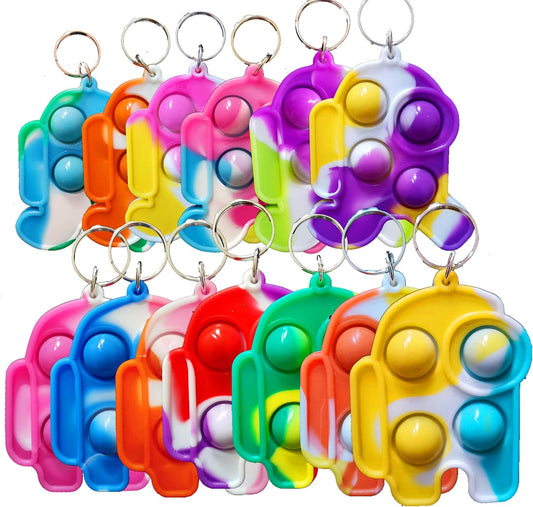 30 Packs Kids Christmas Party Favors and Classroom Students Gifts, Push Fidget Bubble Fidget Sensory Bulk Mini Pop Keychain,Boys Girls Holiday Camp Small Rainbow Activities Prizes