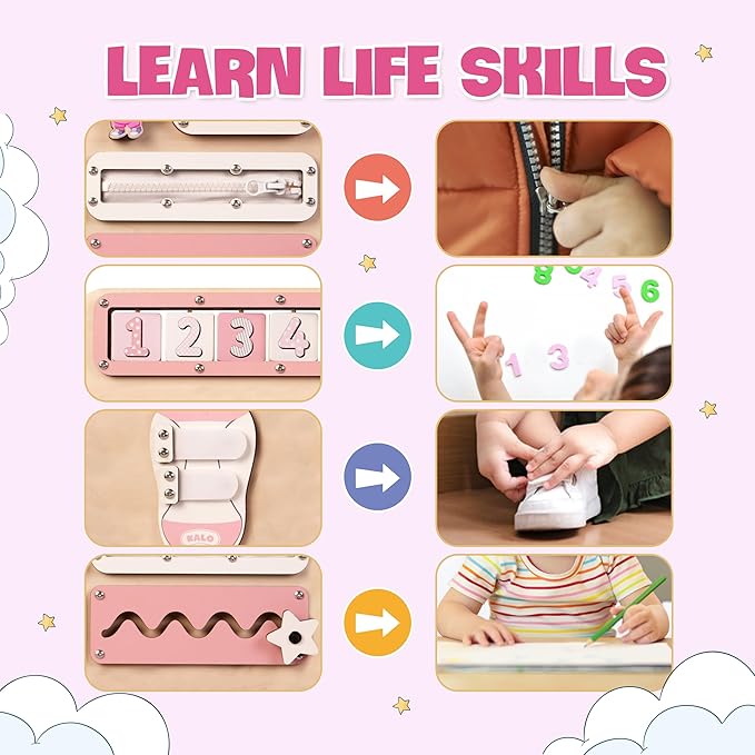 Personalized Large Busy Board for Toddlers - Montessori Busy Board - Montessori Toys for 1 Year Old Baby Boys Girls - Sensory Toys for Toddlers 1-3 - Peronalized Baby Gift