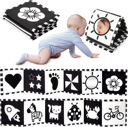 URMYWO Black and White Tummy Time High Contrast Newborn Toys 0-3 Months, Soft Baby Book, Visual Stimulation Montessori Sensory Infant Toys 0-6-12 Months, Shower Gift for Boys Girls