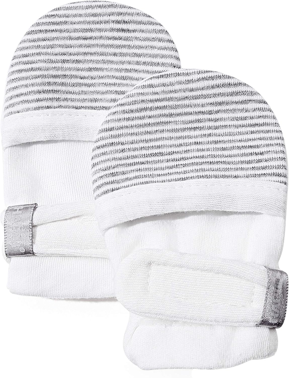 HAPIU Baby No Scratch Mittens Stay On, 100% Cotton Breathable, Adjustable Infant Gloves for Boys Girls, Newborn - 12 M