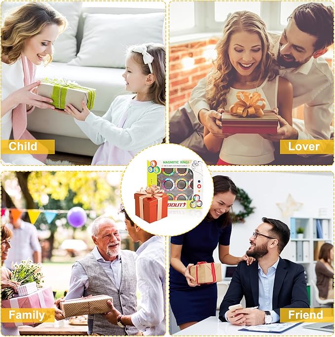 12Pcs Magnetic Ring Fidget Spinner Toys Set, Graffiti Camo Fingers Magnet Rings, ADHD Stress Relief Magical Toys for Training Relieves Autism Anxiety, Great Gift for Adults Teens Kids