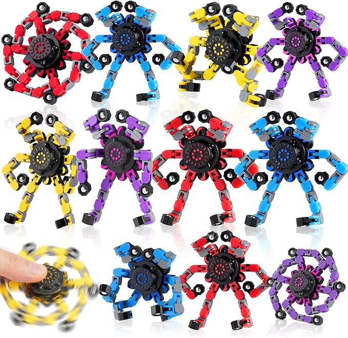12PCS Transformable Fidget Spinners for Kids Adults,Deformable Chain DIY Robot Spinner Sensory for Boys Girls, for Grandkids Christmas Party Favors Stocking Stuffers for Kids