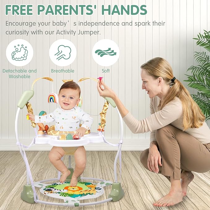 Baby Activity Center, 3-in-1 Baby Jumper, Infant Activity Center with 360° Rotating Seat, Music, Lights, 3 Adjustable Heights, Infant Activity Jumper for 6+ Months JP2403