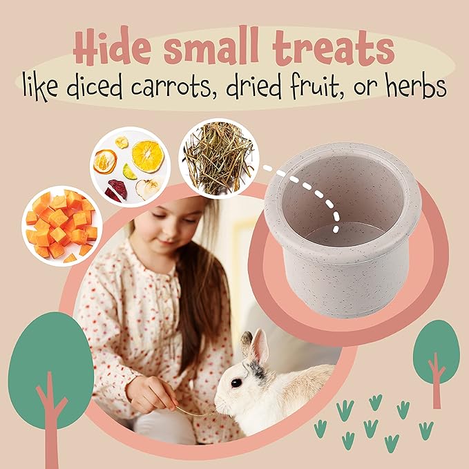 Evergreen Pet Supplies Rabbit Stacking Cups Toy Set - Nesting & Stackable Stacking Cups for Bunnies - Treat-Dispensing Rabbit Toys - Mental Enrichment Pet Bunny - 8-Pack, Multicolor, Wheat Straw