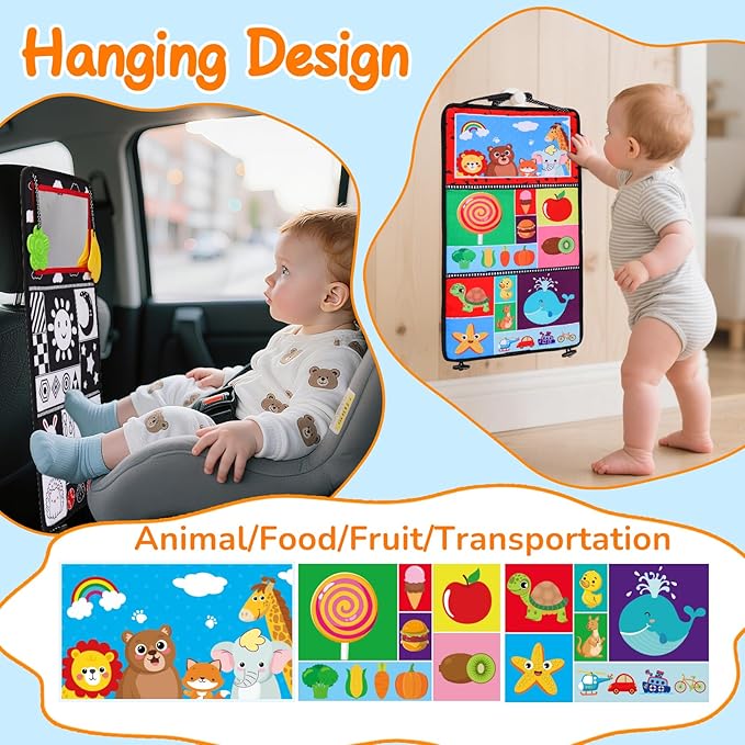 Baby Mirror Tummy Time Toys 0-6 Months with Crinkle Cloth Books Infant High Contrast Newborn Sensory Black and White Toy for 0-3 4 5 6 Months Must Haves Babies 3-6 6-12 Month Boy Girl