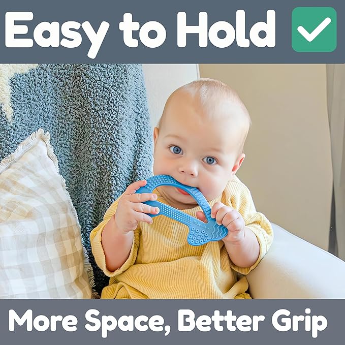 Silicone Baby Teether - Dolphin | 8 Teething Relief Textures, 100% Food-Grade, Easy to Hold & BPA Free Silicone Teethers for Babies, Baby Teething Toys, Soft Chew Toy for Babies Ages 3M+ - Baby’s Aid