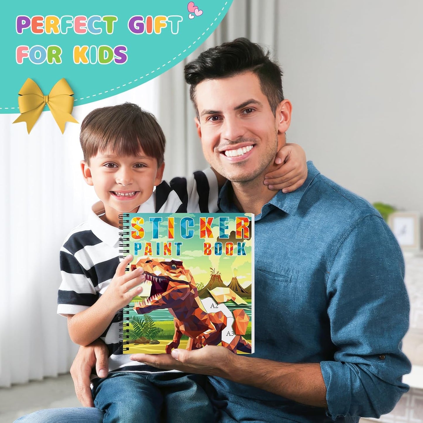 homicozy 3PCS Sticker Paint Books for Kids Ages 4-10,Dinosaur Astronaut Ocean Animals Designs Paint by Stickers,Sticker by Numbers,Party Birthday Gifts for Boys 4-10,Create 30 Pictures at a Time