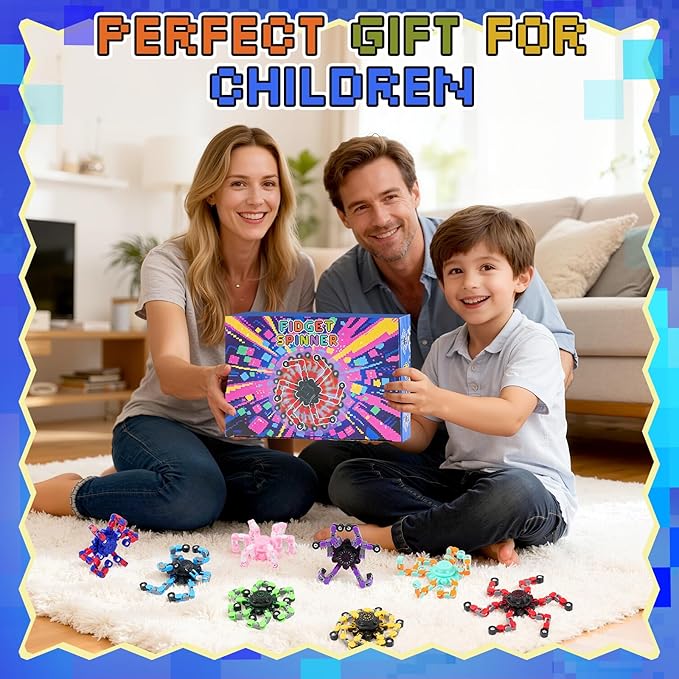 36PCS Transformable Fidget Spinners,Bulk Sensory Fidget Stress Relief Toys for Kids Boys Girls,Christmas Party Favors Classroom Prizes Birthday, for ADHD Focus