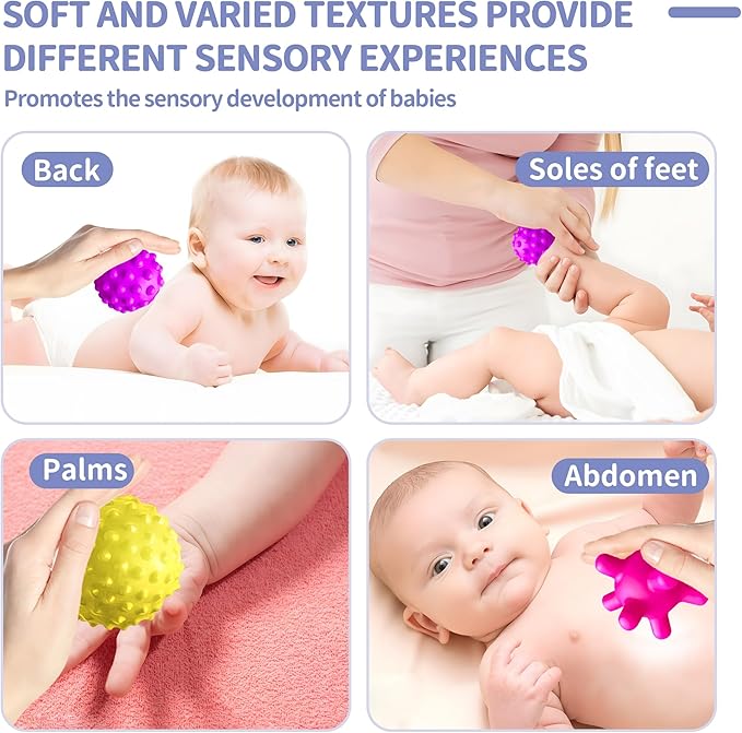 Montessori Toys - Sensory Balls for Toddlers, Multiple Textures Colorful Toddler Sensory Toys for Babies 1-3 Hand Catching Baby Balls, Baby Rattle 3-6 Months Old Baby Toys for 6-12 Months