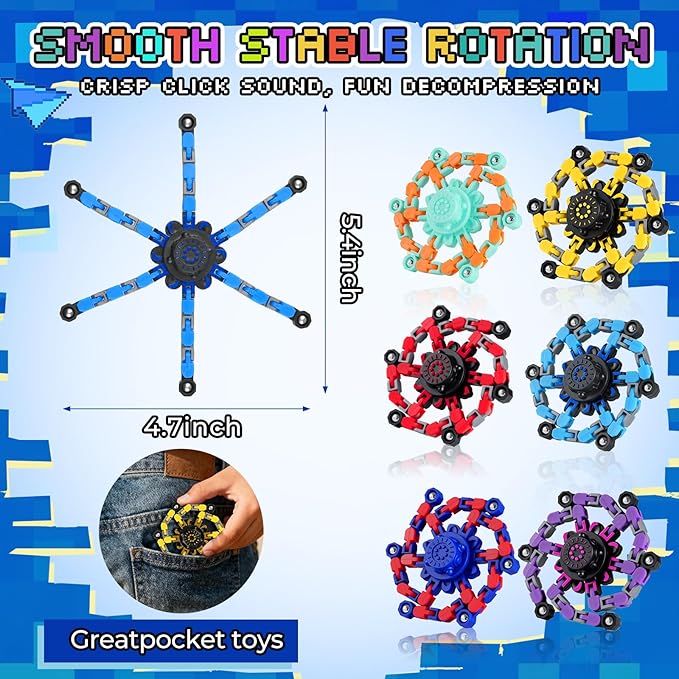 24PCS Transformable Fidget Spinners,Christmas Fidget Party Favors Christmas Stocking Stuffers, Sensory Bulk Robot Fidget Stress Relief Toys for Kids Boys Girls 8-12