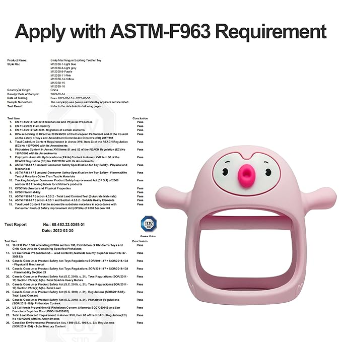 Smily Mia Baby Teething Toy |Penguin Teether for 0-6Months |Reindeer Baby Chew Toys for 3m+, Soft Silicone Hand Teether |Teething Mitten for Teeth Pain Relief, Newborn Essentials Gift Box, Light Pink