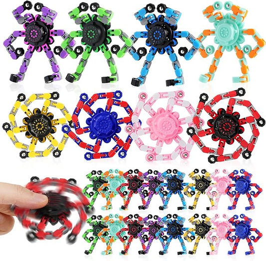 24PCS Transformable Fidget Spinners,Christmas Fidget Party Favors Christmas Stocking Stuffers, Sensory Bulk Robot Fidget Stress Relief Toys for Kids Boys Girls 8-12
