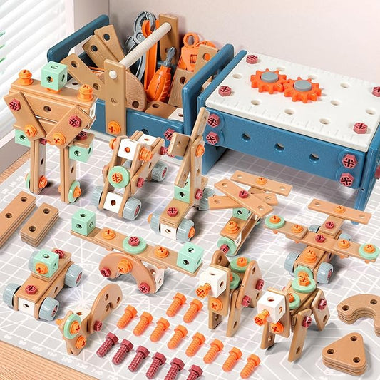 Kids Tool Set with Drill,120Pcs Toddler Tool Set with ToolBench,Montessori Toy for 2+Year Old,Educational STEM Construction Toys for Ages 2-4,Pretend Play Toddler Toys 3-5 Year Old Birthday Gift
