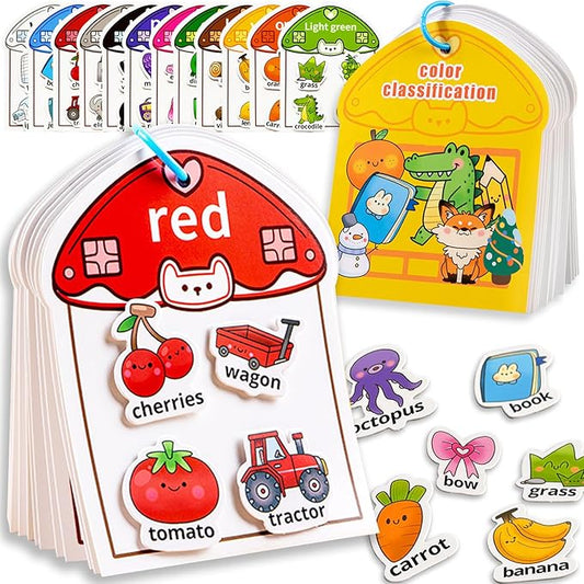 Montessori Busy Book Color Sorting Toys for Toddlers 3-5, Autism Educational Toys Preschool Learning Activities for Kids, Sensory Fine Motor Matching Games for 3 Year Old Boys Girls Gifts