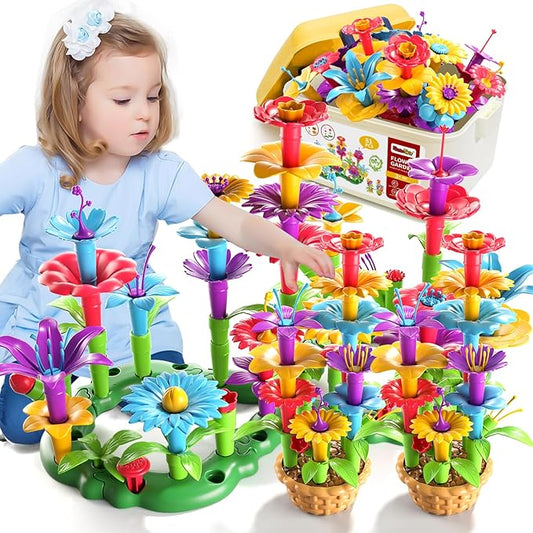 Girl Toys for 3 4 5 6 Year Old Girls Birthday Gift, Flower Garden Building Toys Set for Girls Toddlers Kids Ages 3-5, Building Educational Stem Toys