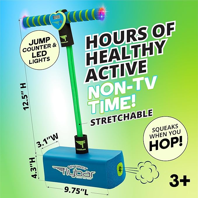 Flybar My First Foam Pogo Jumper for Kids Fun and Safe Pogo Stick for Toddlers, Durable Foam and Bungee Jumper for Ages 3 and up, Supports up to 250lbs