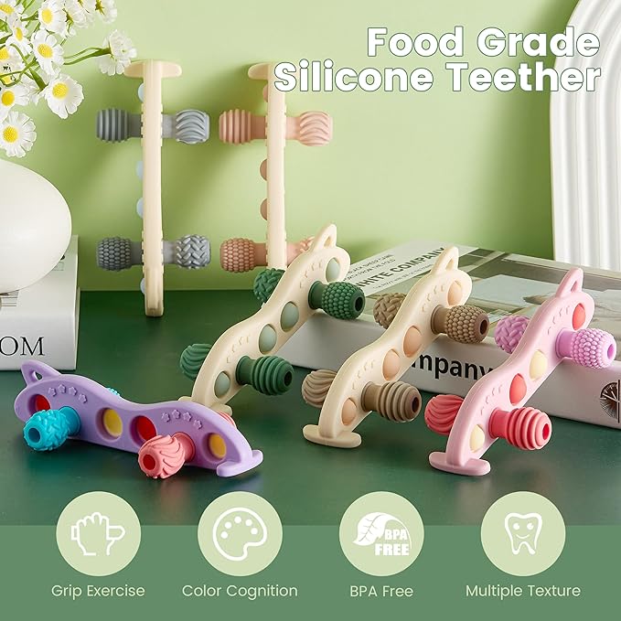 Baby Teething Toys Silicone Car Teether for Baby BPA Free Sensory Chew Toy (Green)