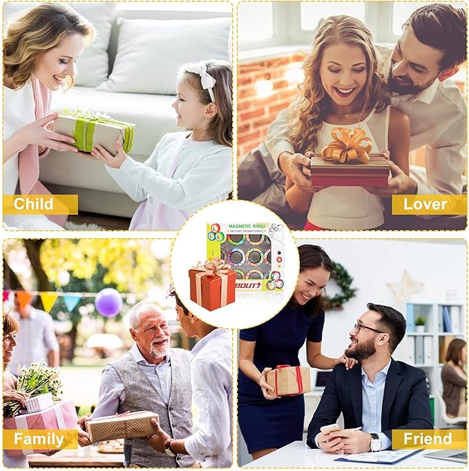 12Pcs Magnetic Ring Fidget Toys Set, Graffiti Camo Fingers Magnet Rings, ADHD Stress Relief Magical Spinner Toys for Training Relieves Autism Anxiety, Great Gift for Adults Teens Kids