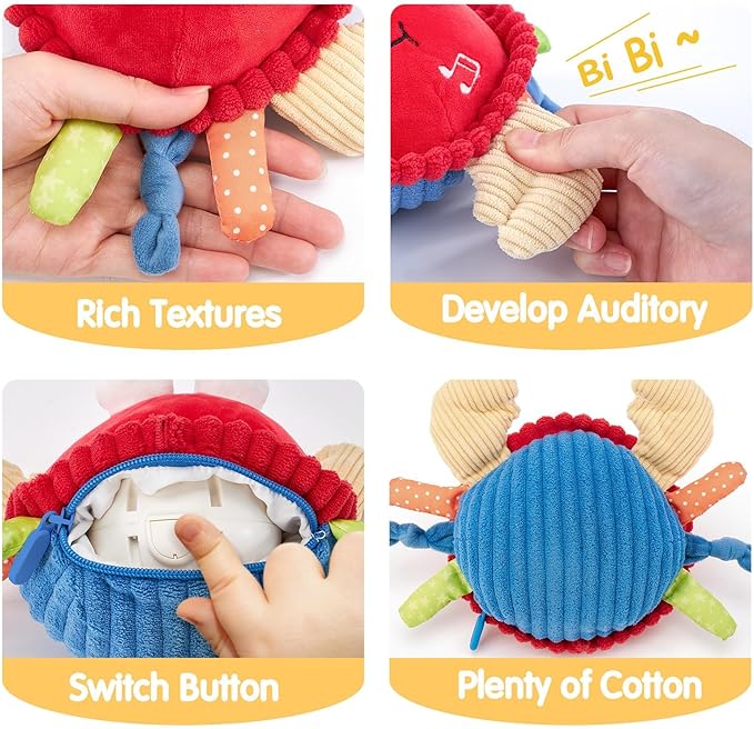 hahaland Baby Toys 6+ 12-18 Months - Crawling Musical Dancing Walking Moving Bouncing Learning Crab Tummy Time Toy Sensory Toddler Toys for 1-3 Year Old Christmas Birthday Gifts Stocking Stuffers