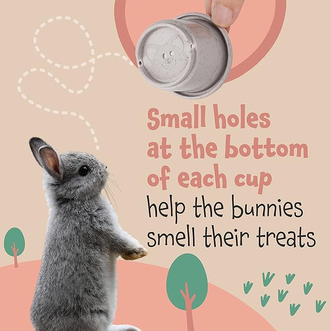 Evergreen Pet Supplies Rabbit Stacking Cups Toy Set - Nesting & Stackable Stacking Cups for Bunnies - Treat-Dispensing Rabbit Toys - Mental Enrichment Pet Bunny - 8-Pack, Multicolor, Wheat Straw