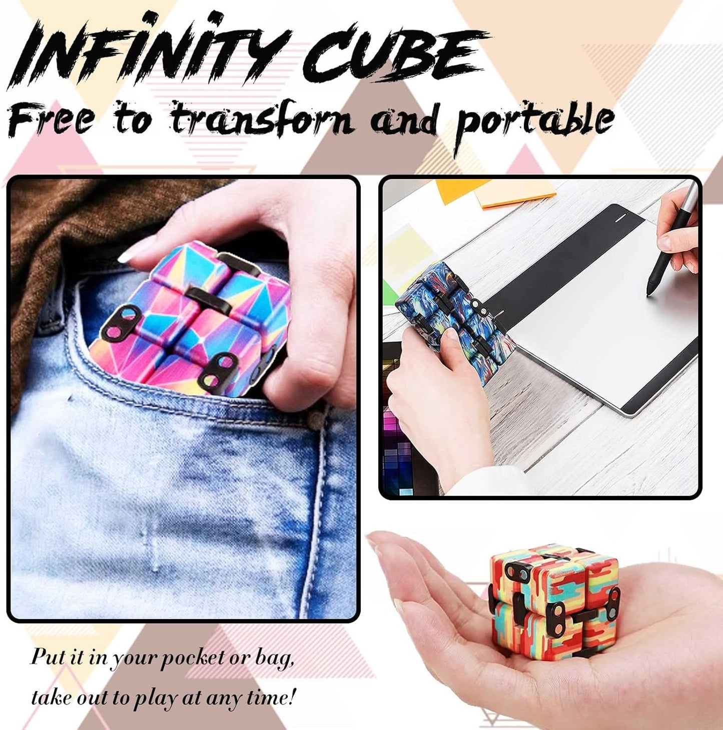 12 Pack Infinity Cube Fidget Toy, Fidgeting Game for Adults, Cool Mini Gadget Best for Stress and Anxiety Relief and Kill Time for ADD/ADHD/OCD