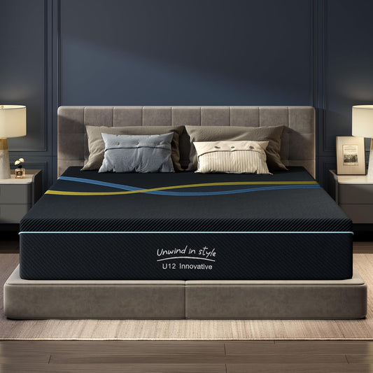 12 inch Queen Mattress Multi-Layer Memory Foam Mattress - Medium Firmness with Bamboo Charcoal & Green Tea Infusion