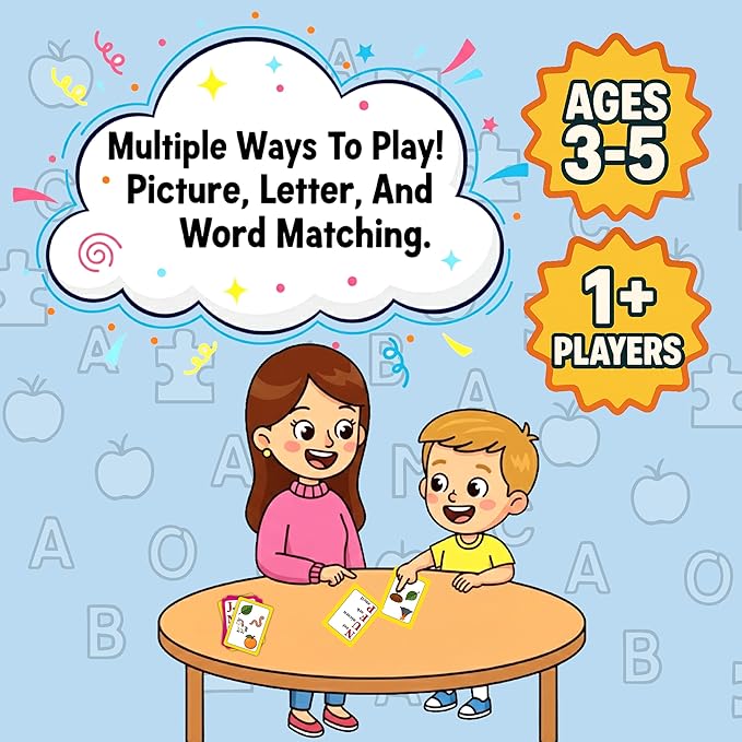 Match Words - Montessori-Inspired Early Reading Game for Ages 3-5 - Sight Words Matching Game - Preschool and Kindergarten Learning Activities - 1+ Players - More Fun Than Phonics Flash Cards