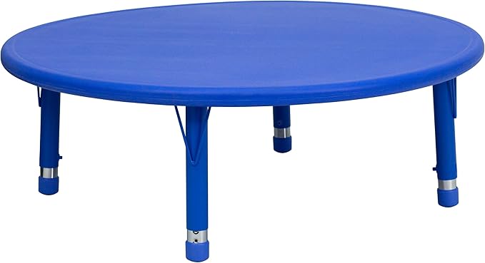 Flash Furniture Wren 45'' Round Blue Plastic Height Adjustable Activity Table