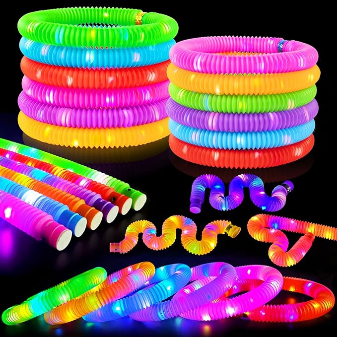 24 PCS New Years Eve Light Up Party Favors Supplies for Kids 4-8-12,Bulk Glow Sticks Bracelet Necklace Accessories for Toddlers,Birthday Treat Return Gifts,Christmas NYE 2026 Goodie Bag Stuffers