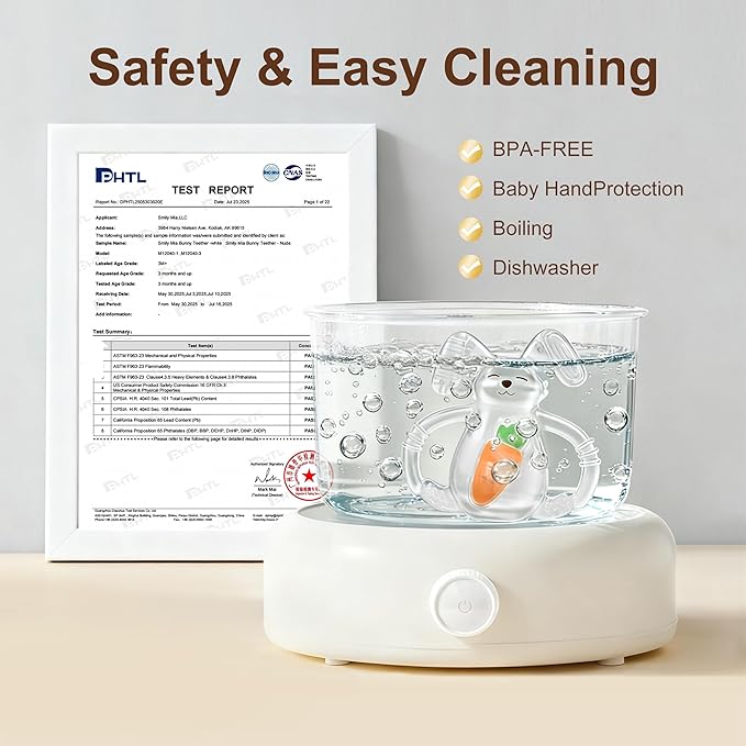 Smily Mia Baby Teether Toys | Sunny Bunny Teething Toys for Babies | Chew Toys for Baby Teether 0-6 Months | Teething Toy 6-12 Months | Food Grade Silicone Teether Baby Toys | BPA Free (White)