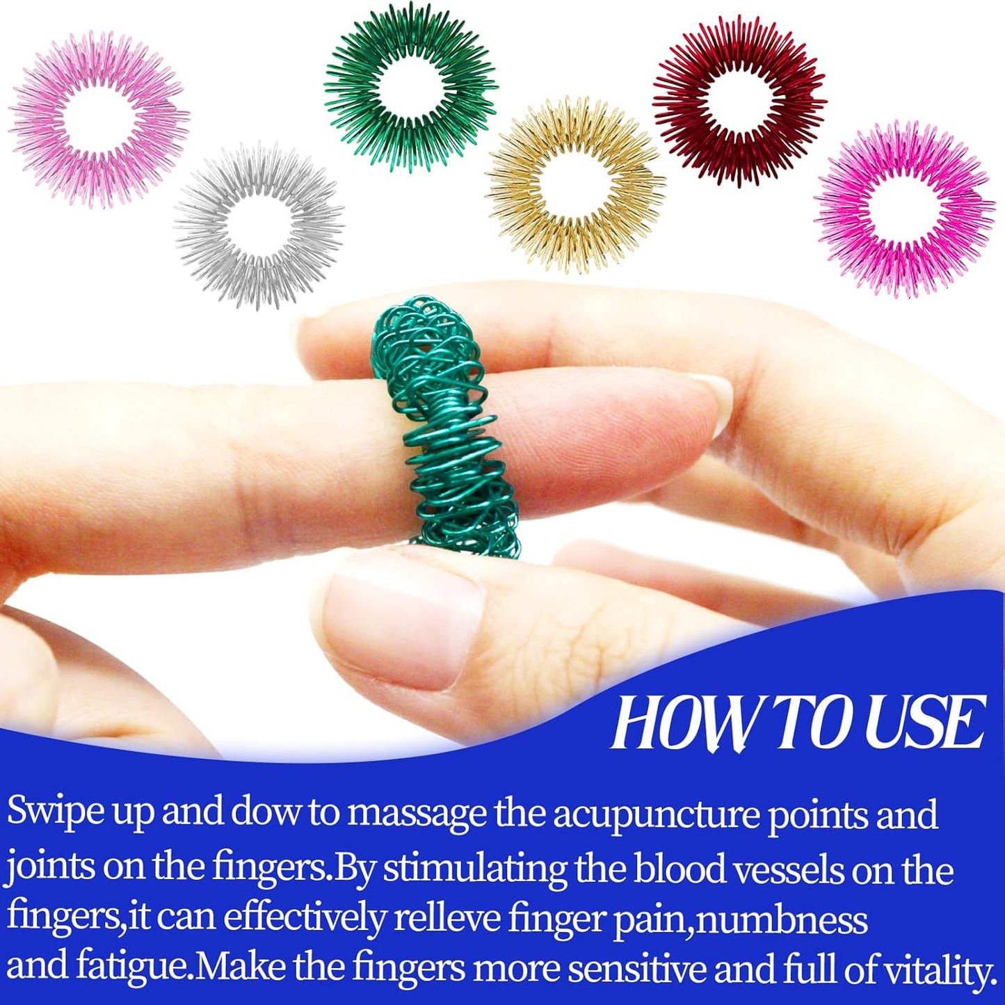 10 Pcs Acupressure Rings Fidget Toy Trichotillomania Fidget Toys Silent Fidget Toys Acupressure Rings Sensory Ring Stress Relief Rings Sensory Finger Rings for Adults Silent Stress Reducer