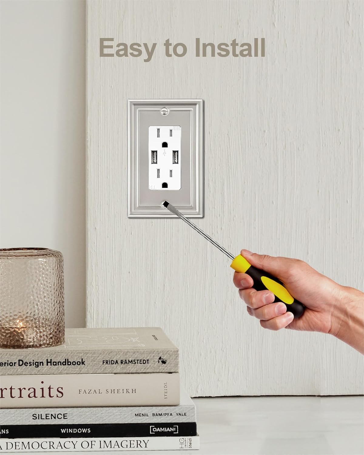 2-Pack Decorator Wall Plate, Satin Nickel Electrical Outlet Cover Plate for Receptacle, Dimmer Switch, GFCI Outlet, 3.15''*4.88'', Midsize, A035 Series